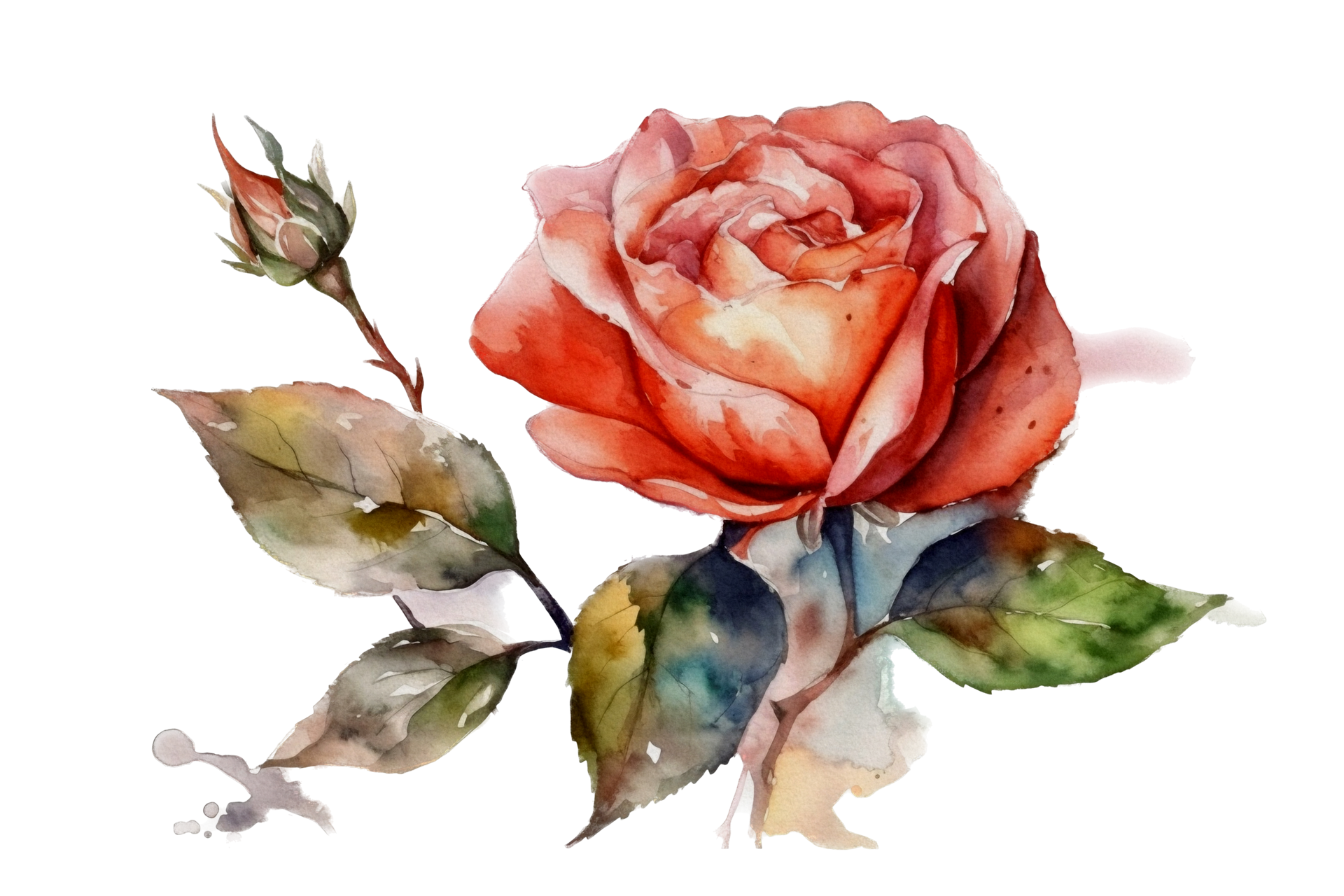 Free Beautiful flower with leaf watercolor AI Generate 23390917 PNG ...