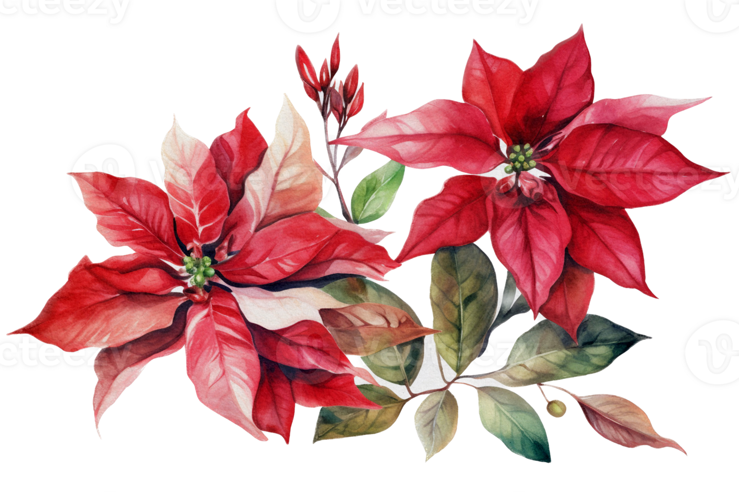 Beautiful flower with leaf watercolor AI Generate png