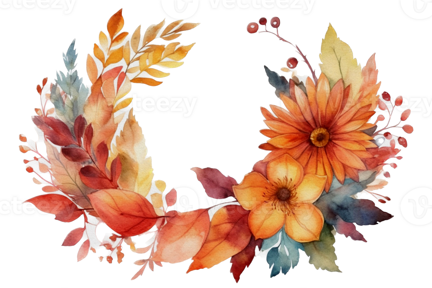 Beautiful flower with leaf watercolor AI Generate png