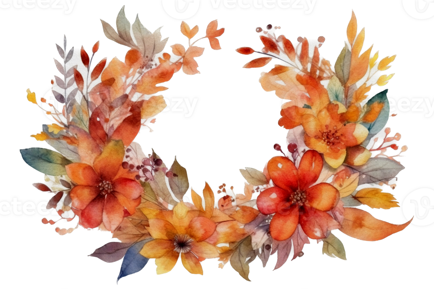 Beautiful flower with leaf watercolor AI Generate png