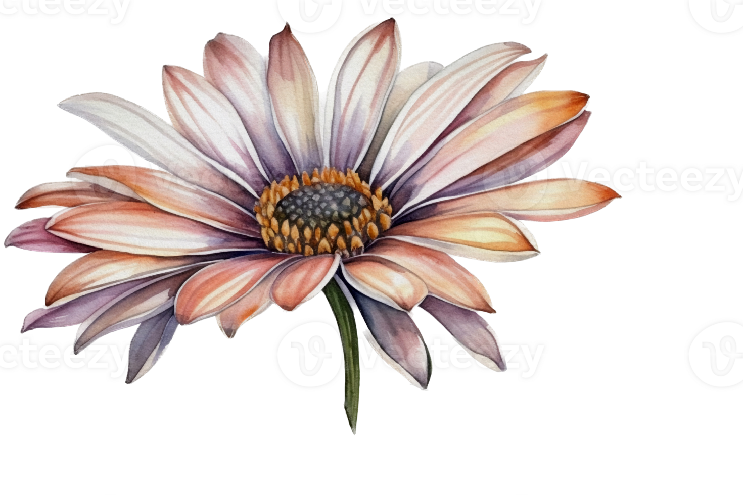 Beautiful flower with leaf watercolor AI Generate png