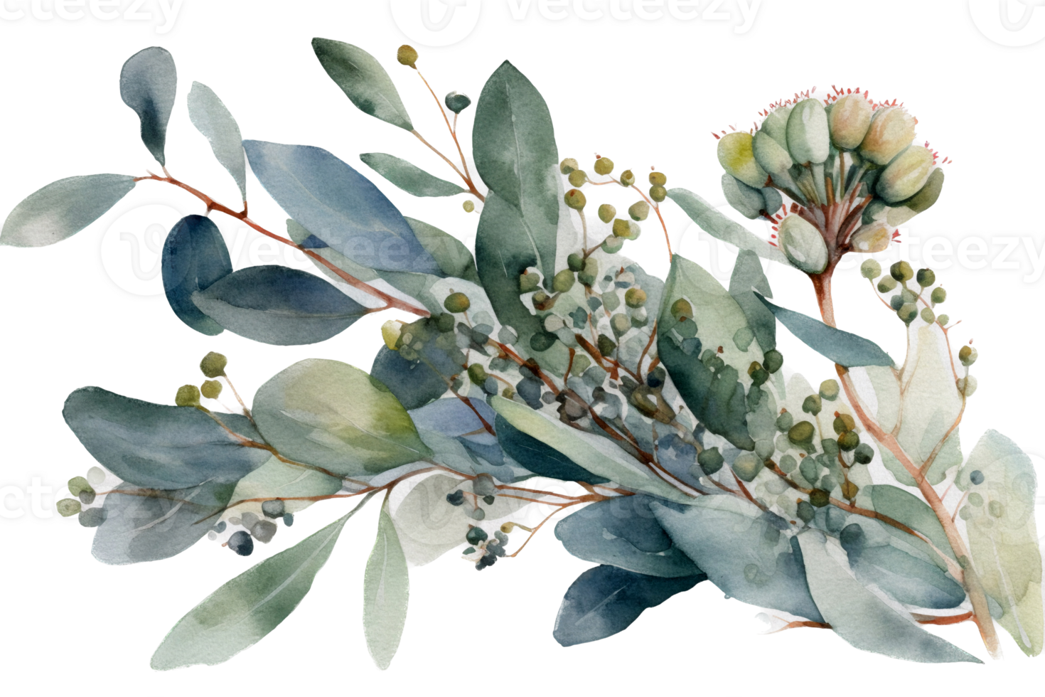 Beautiful flower with leaf watercolor AI Generate png