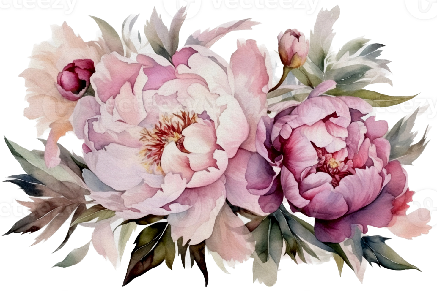 mooi bloem met blad waterverf ai genereren png