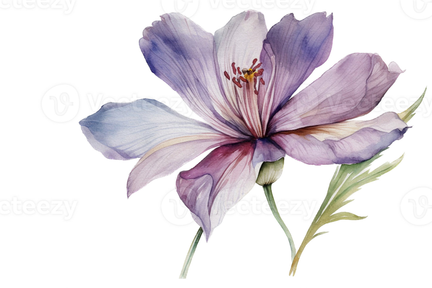 Flower with leaf watercolor AI Generate png