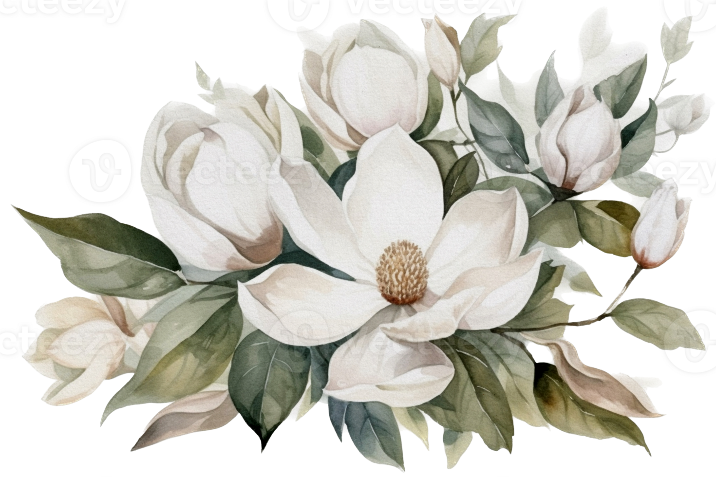 Flower with leaf watercolor AI Generate png