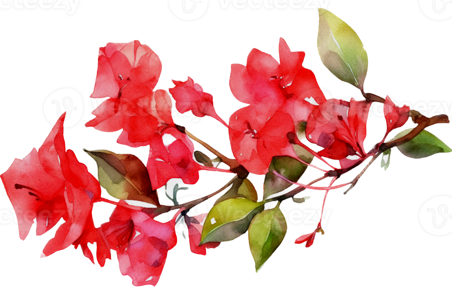 Flower with leaf watercolor AI Generate png