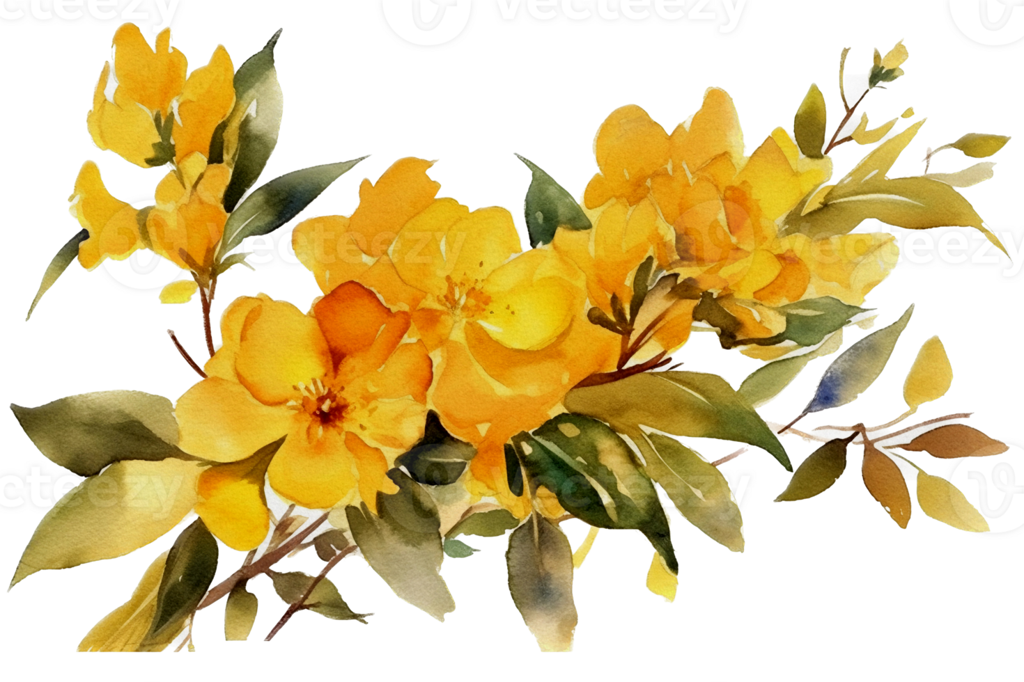 Flower with leaf watercolor AI Generate png