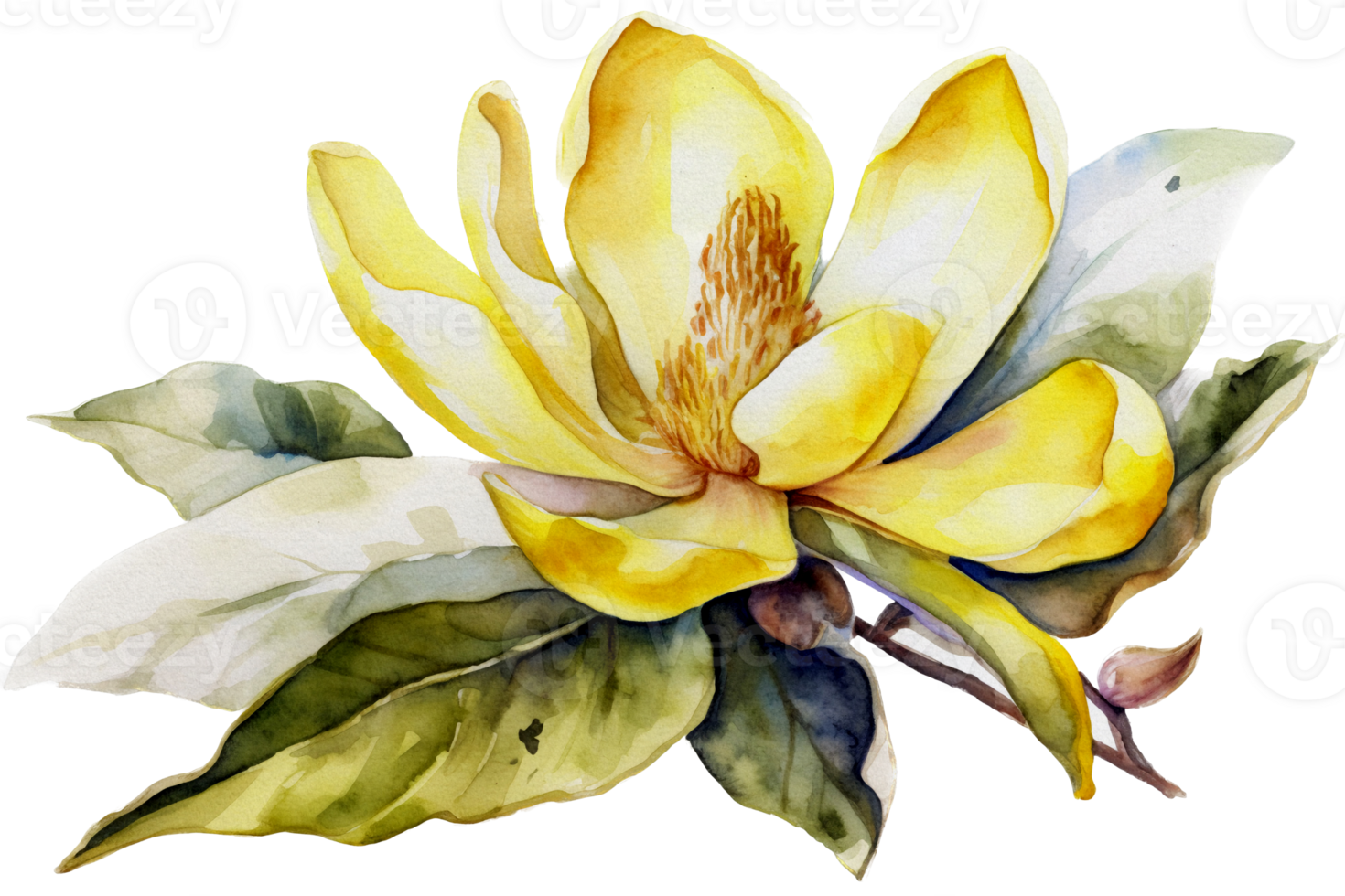 Flower with leaf watercolor AI Generate png