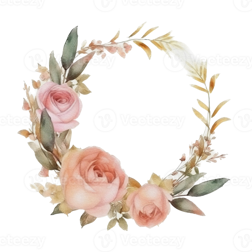 Beautiful flower wreath watercolor ai generate png