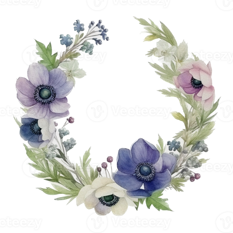 Beautiful flower wreath watercolor ai generate png