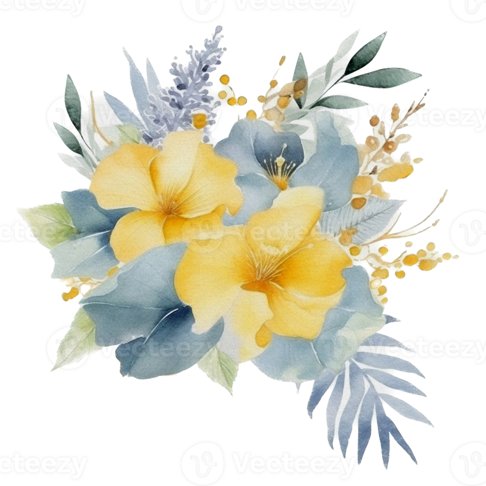 Beautiful flower with leaf watercolor ai generate png