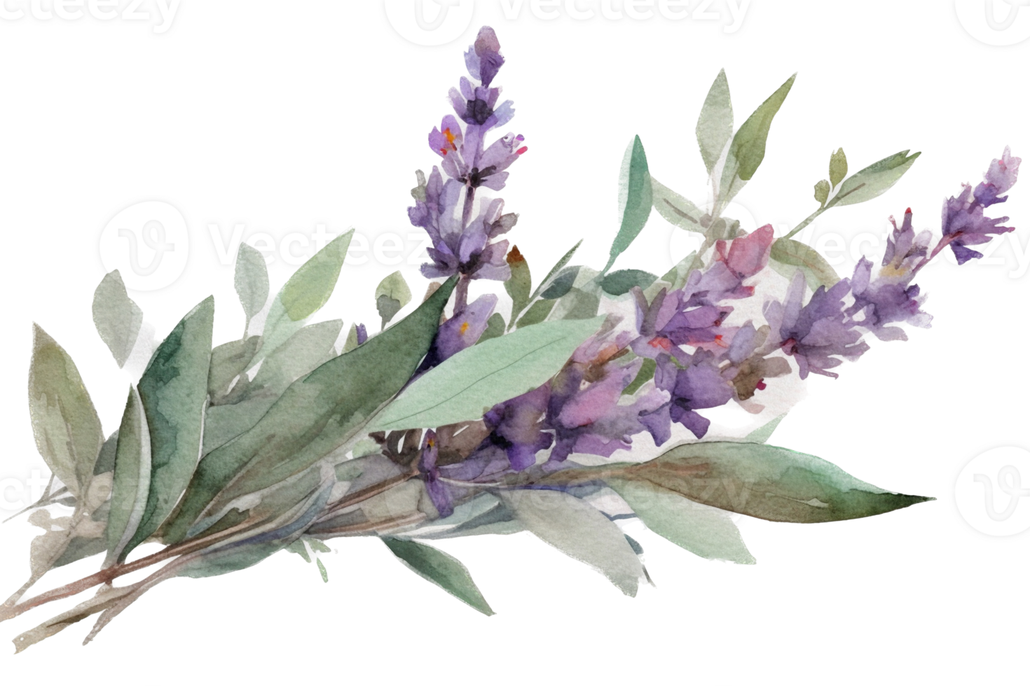 skön blomma med blad vattenfärg ai generera png