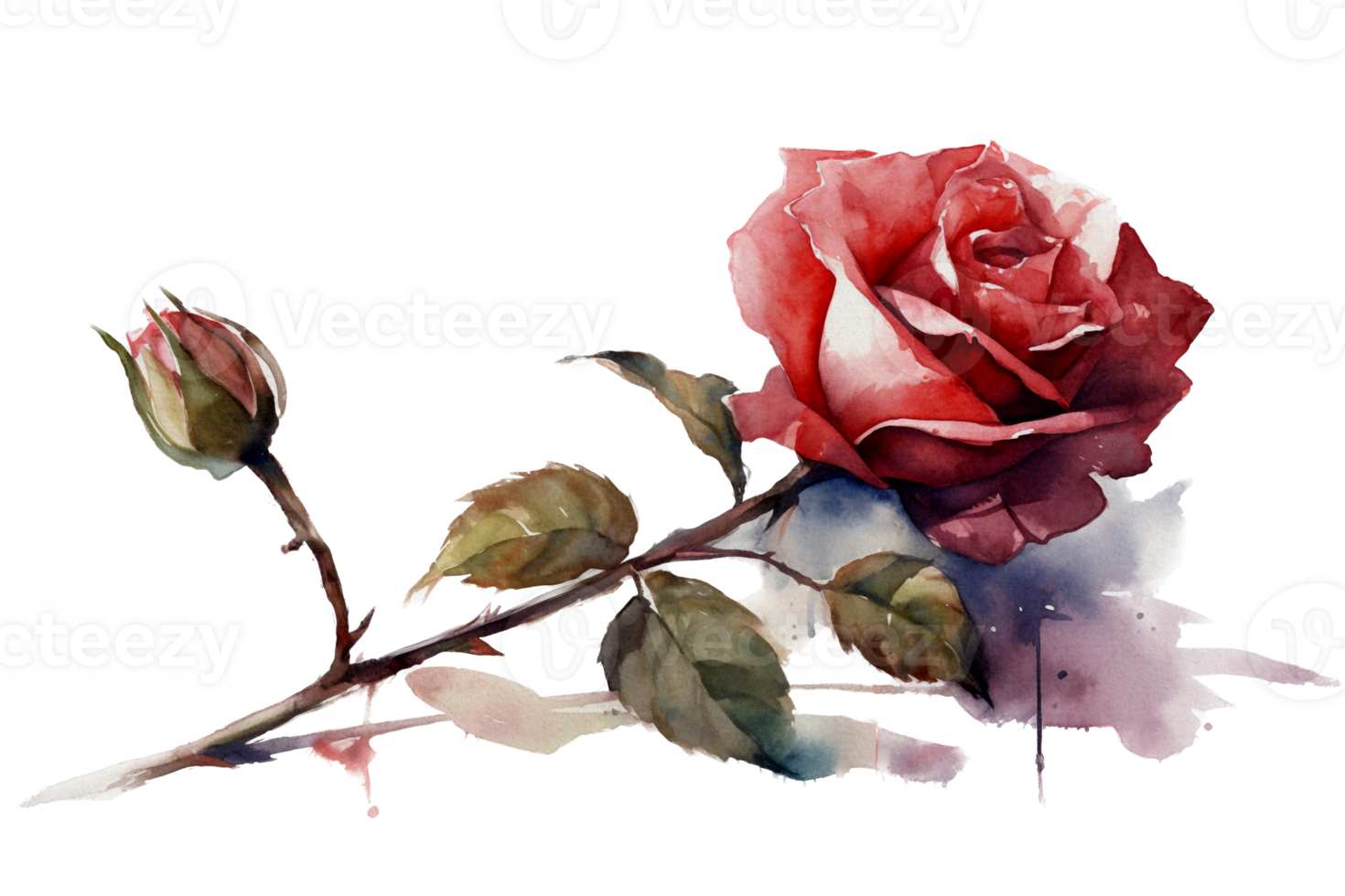 mooi bloem met blad waterverf ai genereren png