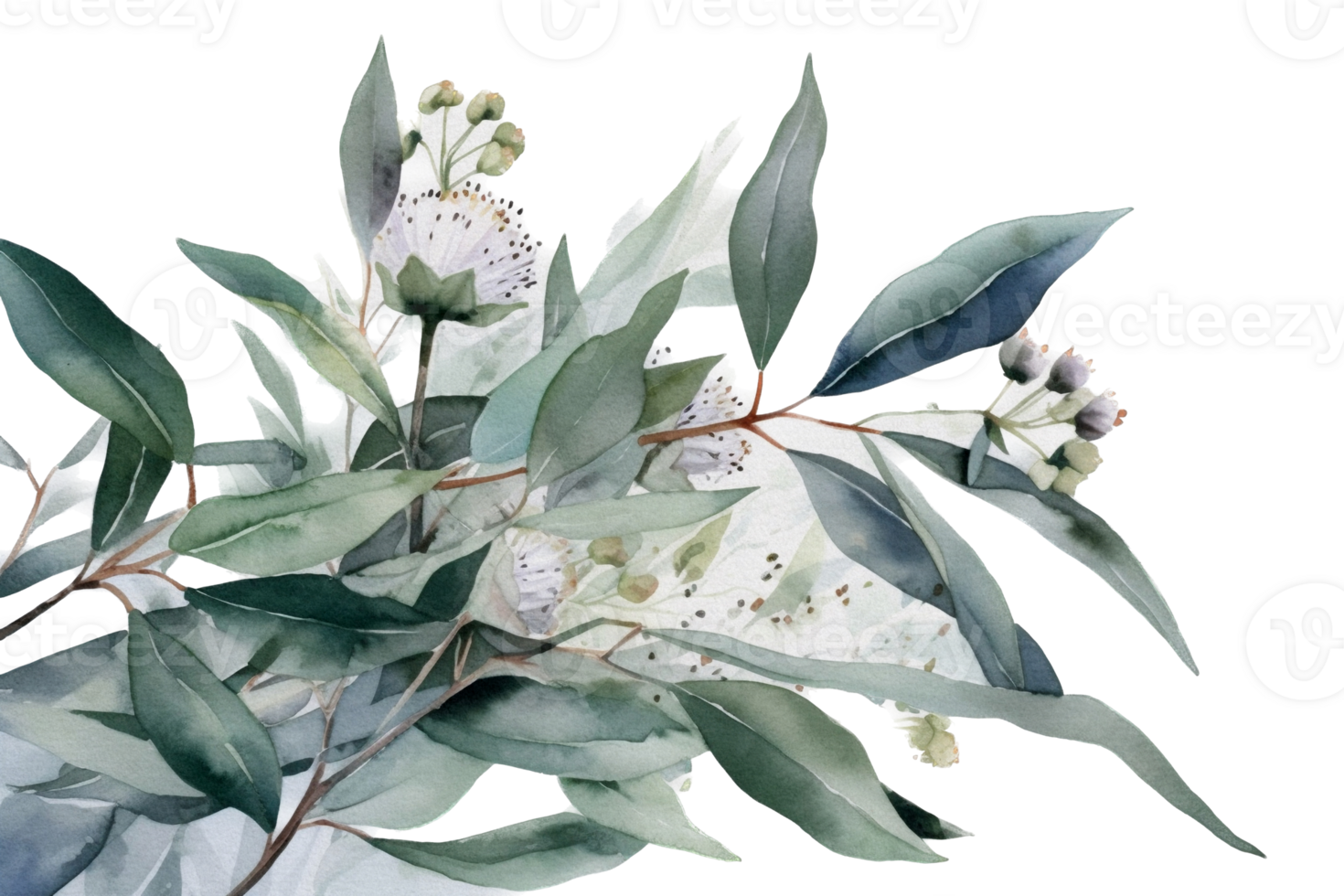 Green leaf watercolor AI Generate png