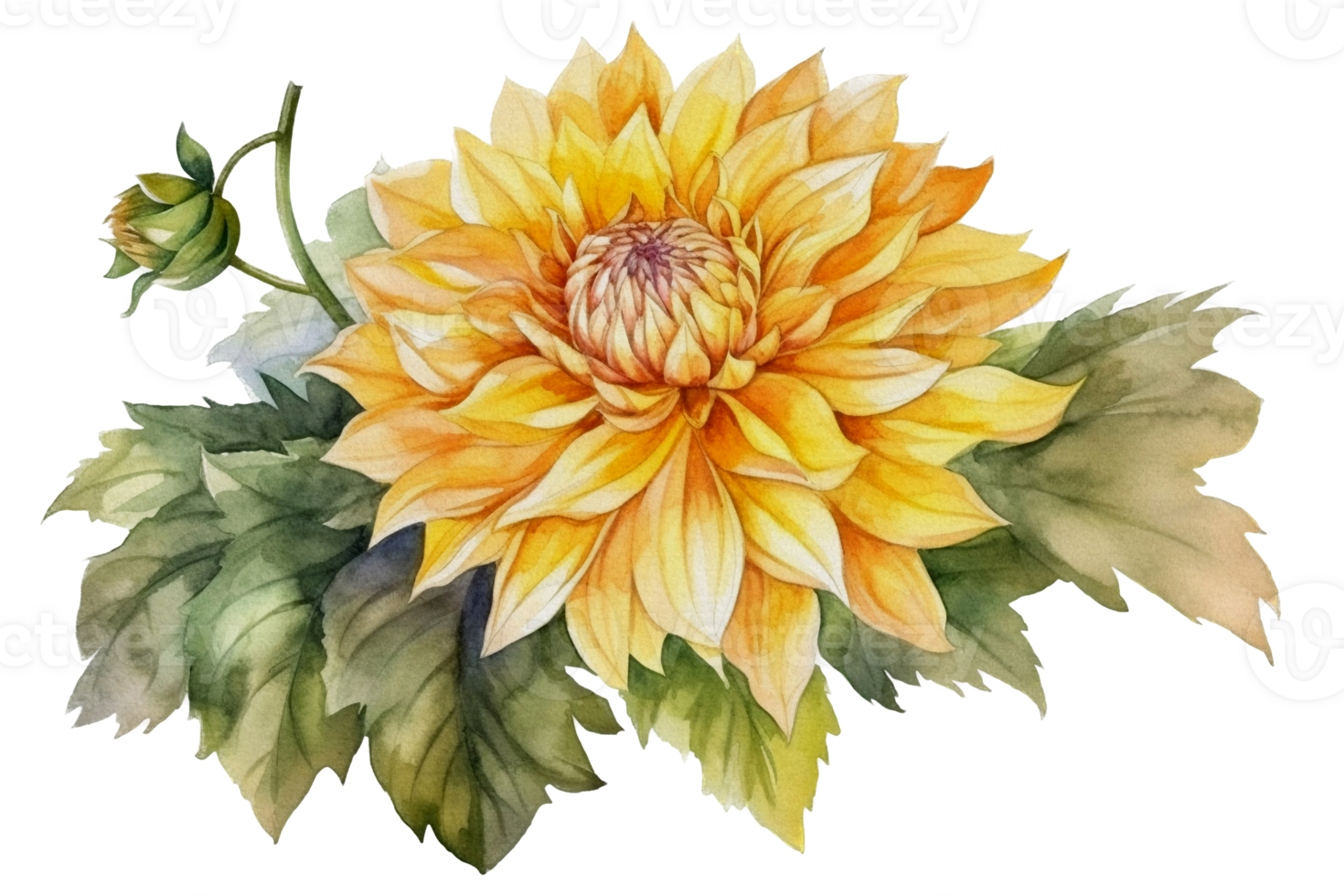 Beautiful flower with leaf watercolor AI Generate png