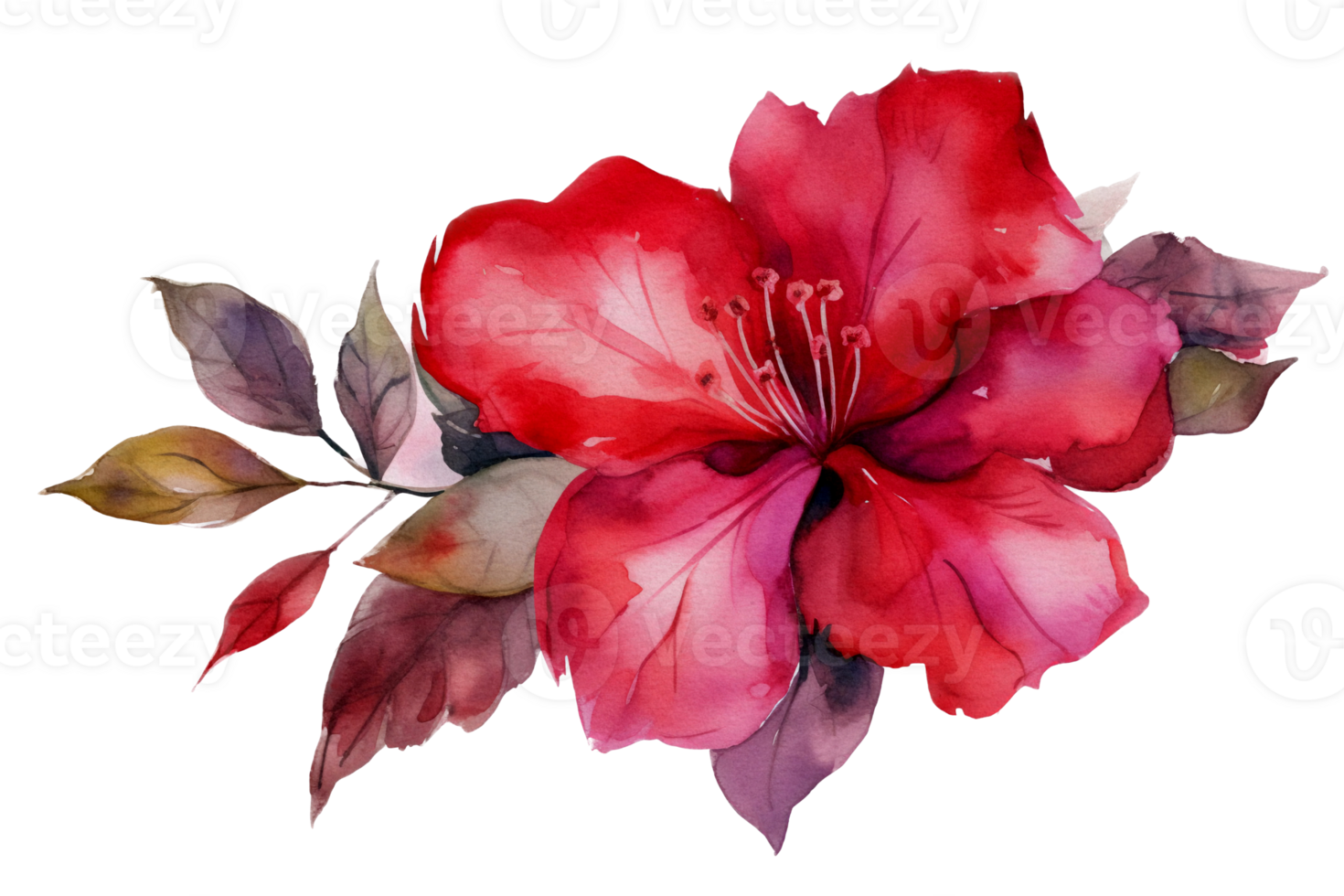 Beautiful flower with leaf watercolor AI Generate png