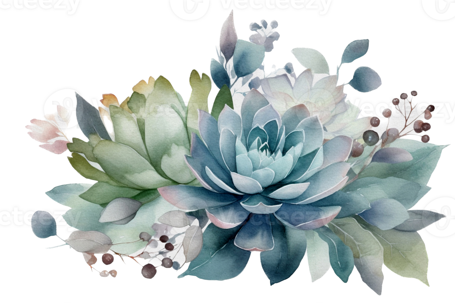Beautiful flower with leaf watercolor AI Generate png