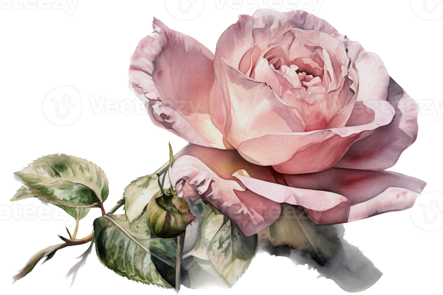 bloem met blad waterverf ai genereren png