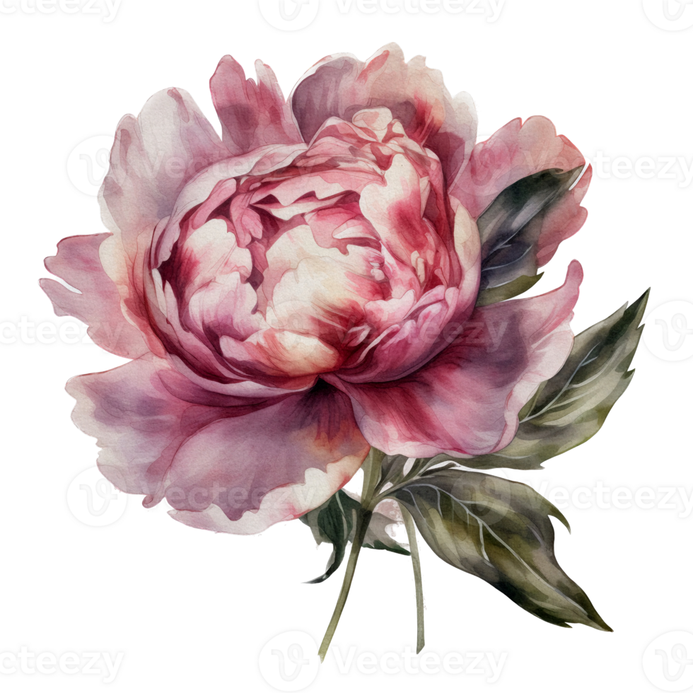 mooi bloem met blad waterverf ai genereren png