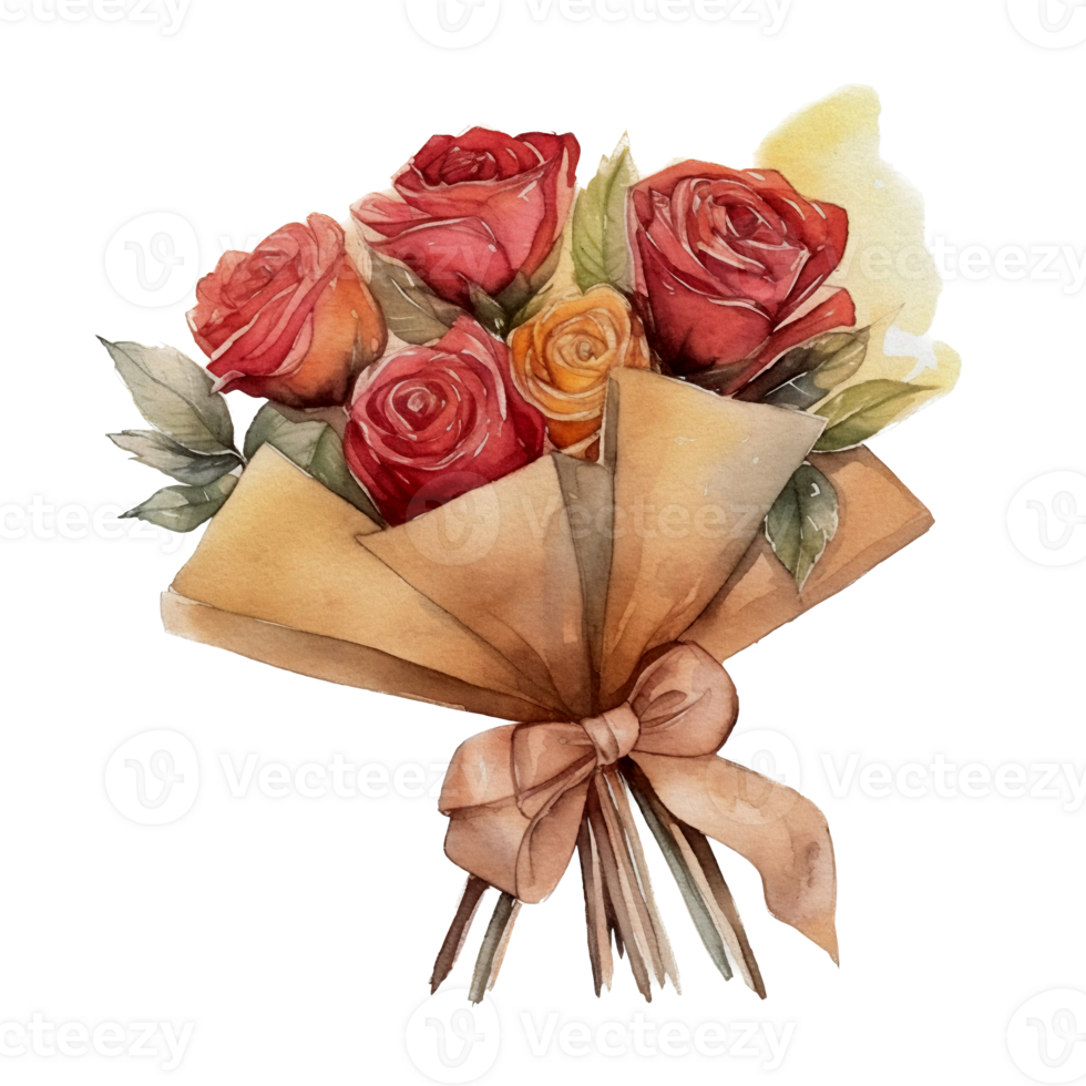 Beautiful flower bouquet watercolor ai generate png