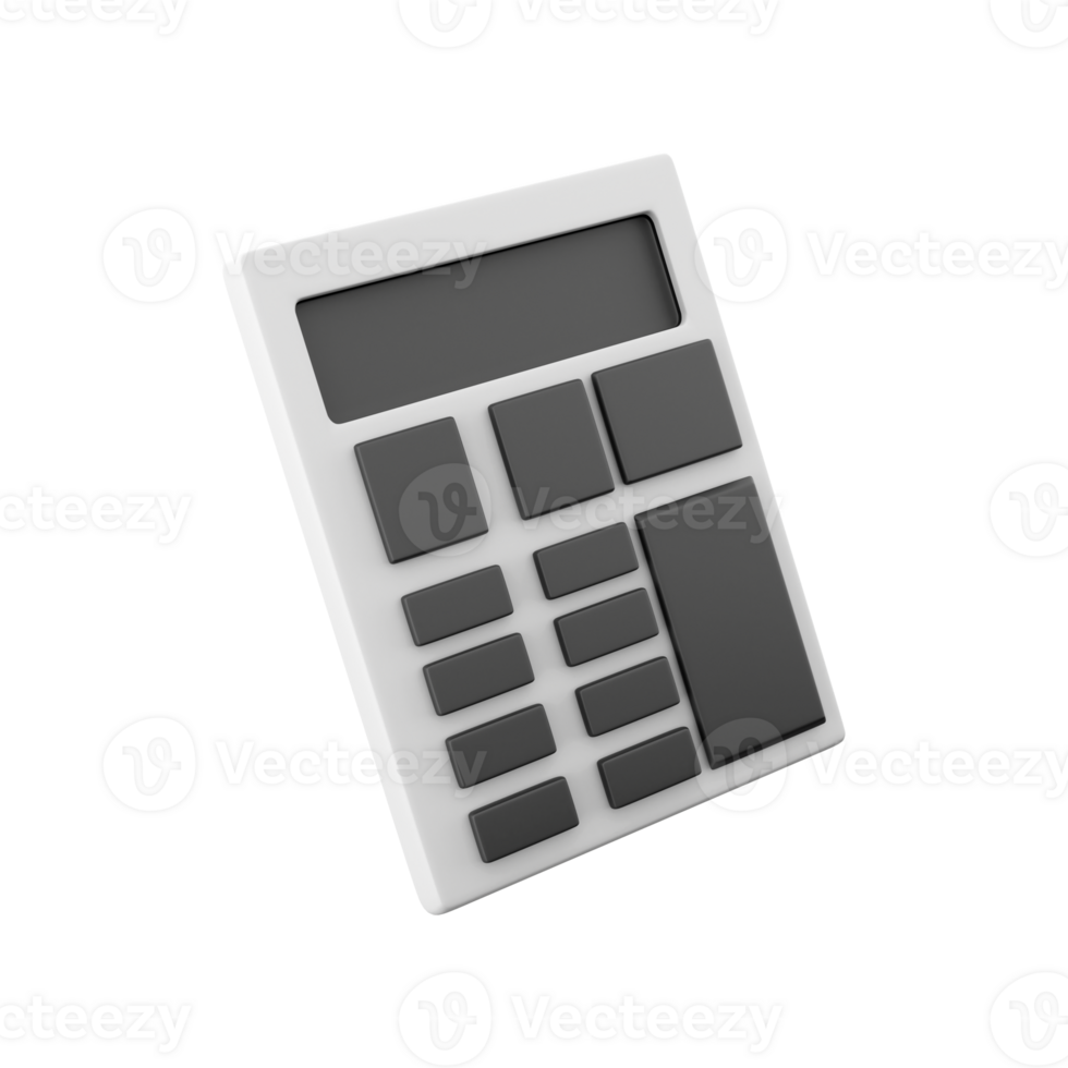 3D rendering of a gray calculator on a white. 3d render calculator icon png