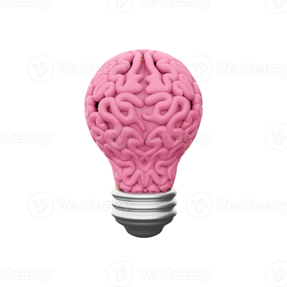 3d render Idea and innovation, Yellow light bulb symbol, brainstorming for Creativity inspiration and saving electricity concept. 3d rendering light bulb, icon png