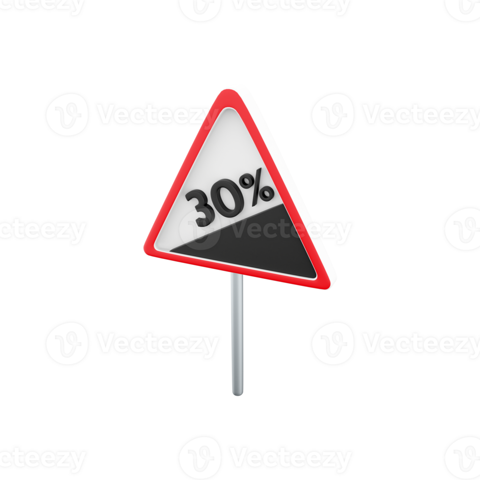 3d render Traffic Sign Steep decline 30 icon. 3D render icon Traffic Sign Steep decline 30. png