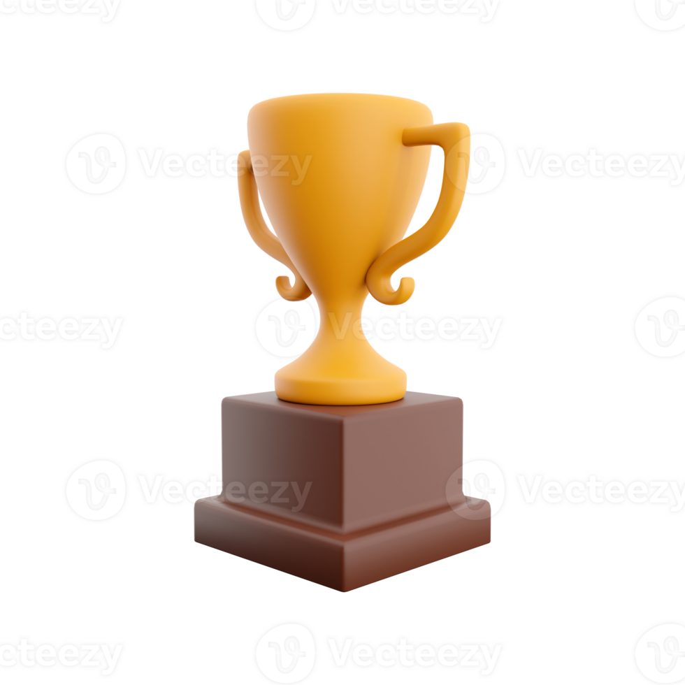3D rendering of a trophy on. 3d rendering of an orange cup. png