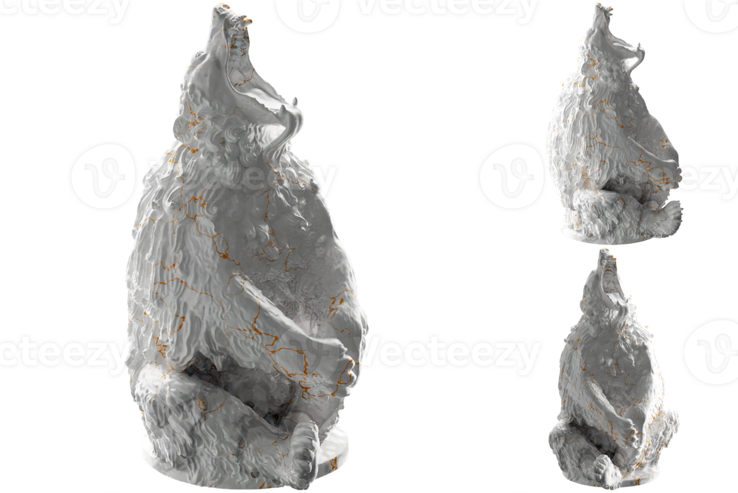 seduta orso statua nel bianca marmo e oro, Perfetto per sociale media e fascia alta abbigliamento disegni png