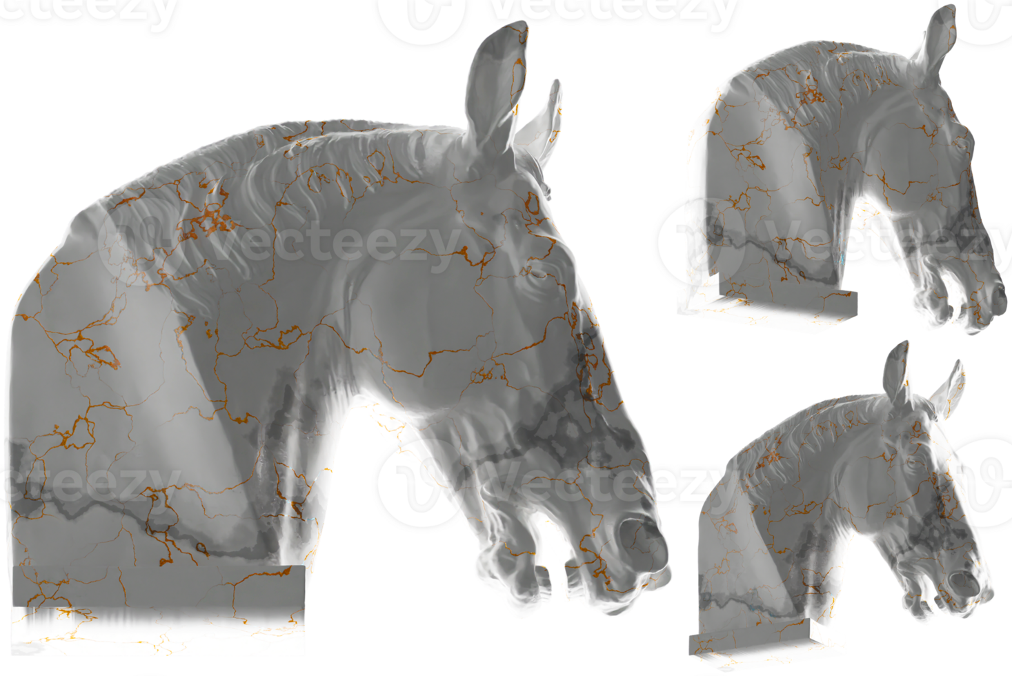 Head of a Horse Gold and Marble 3D Render, perfect for luxury branding and social media png