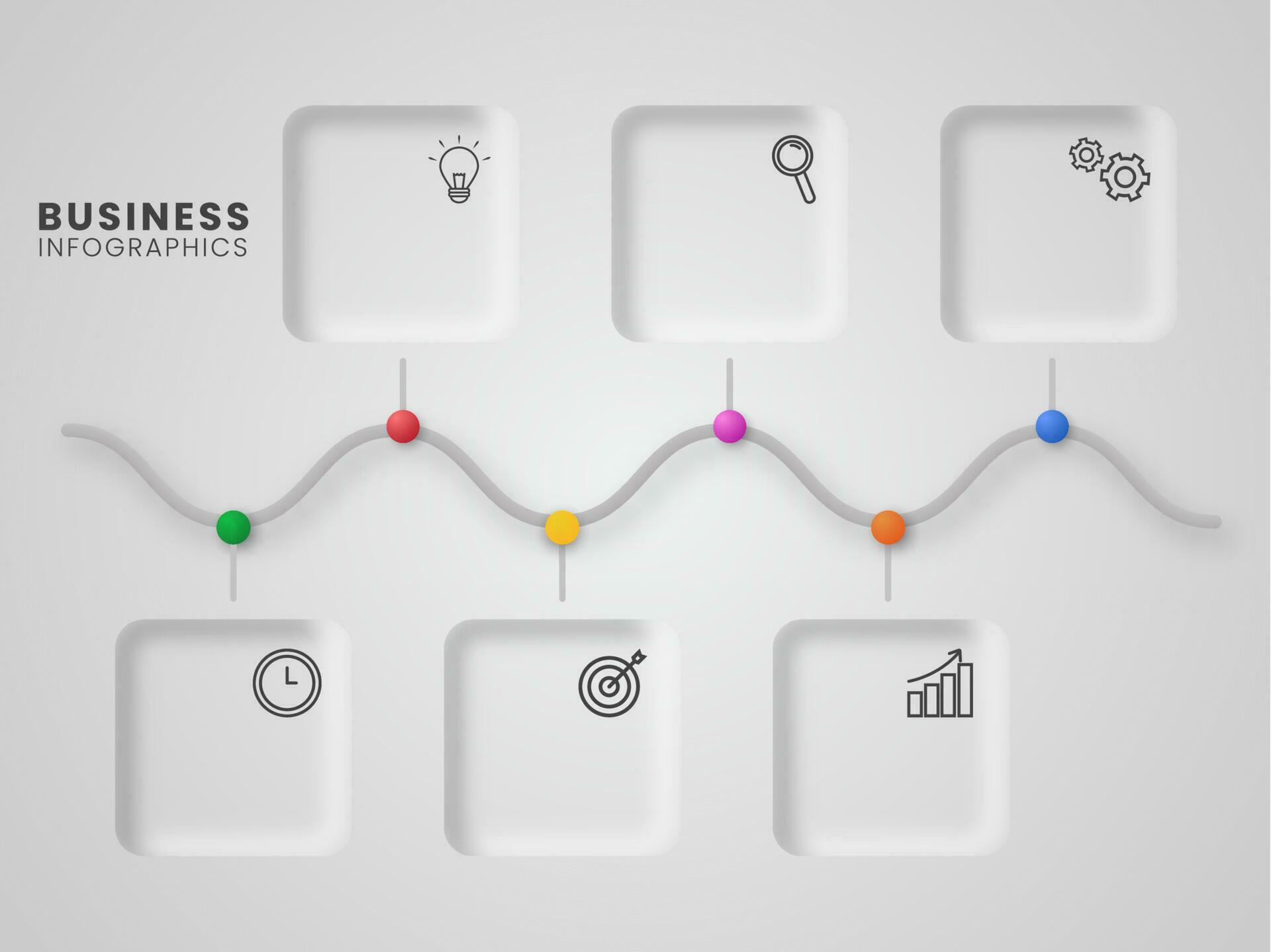 Business Infographics Template Design With Colorful Pins On Gray ...
