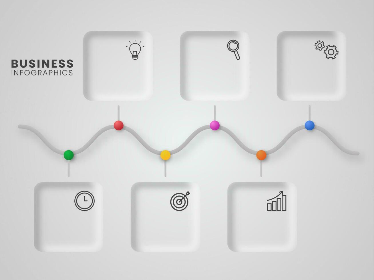 Business Infographics Template Design With Colorful Pins On Gray Background. vector