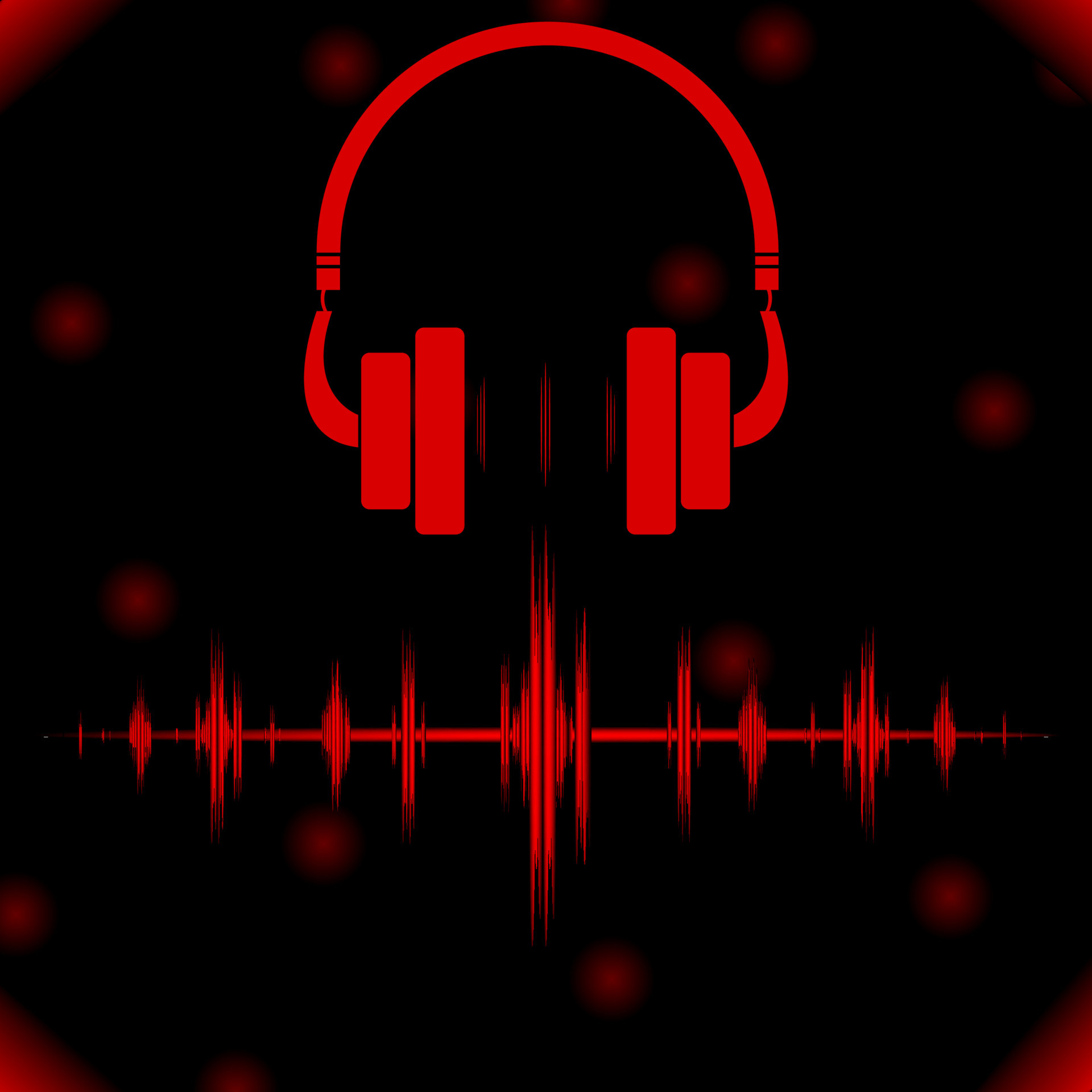 Music Equalizer Background With Headphone In Black And Red Color