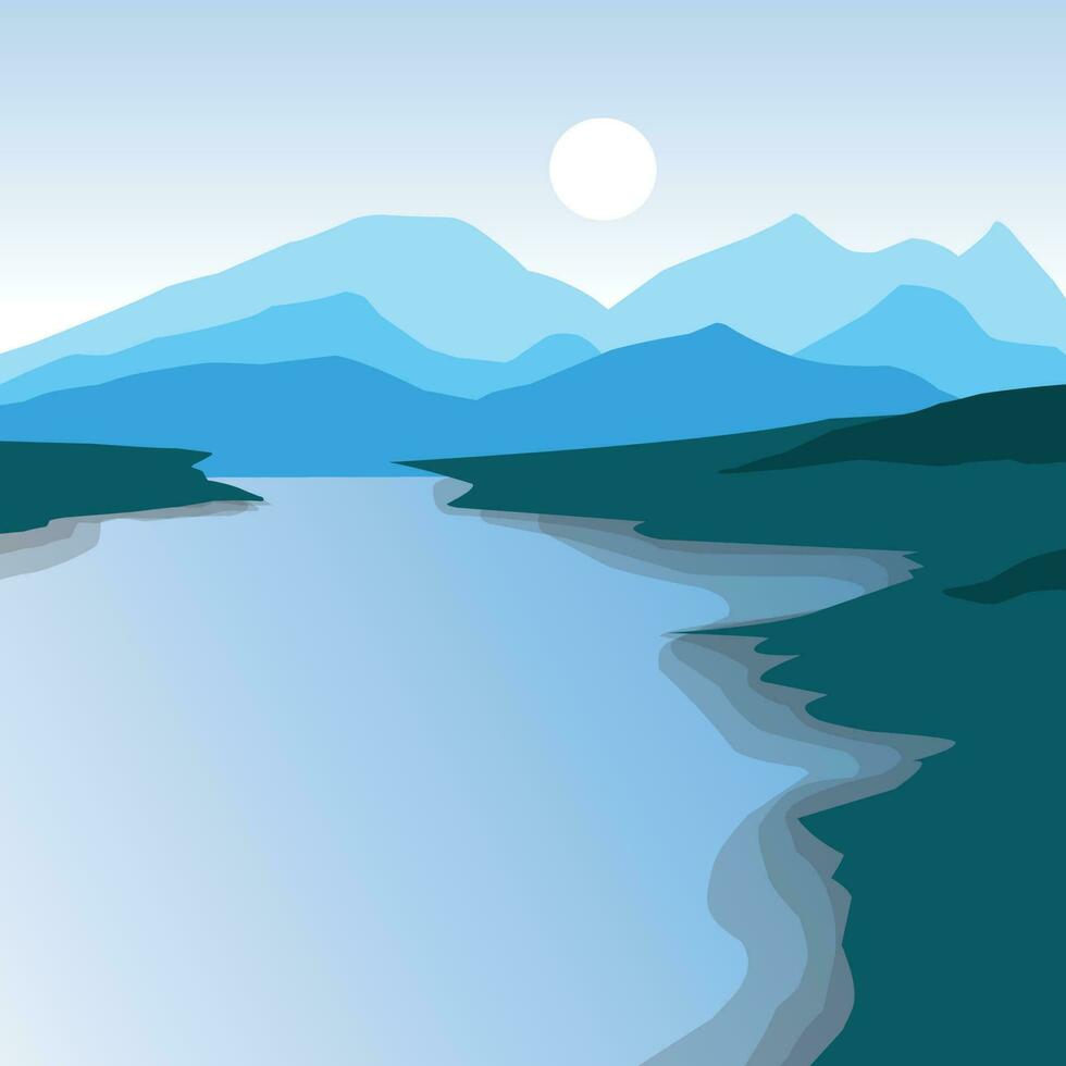 illustration design of sea and mountain views vector