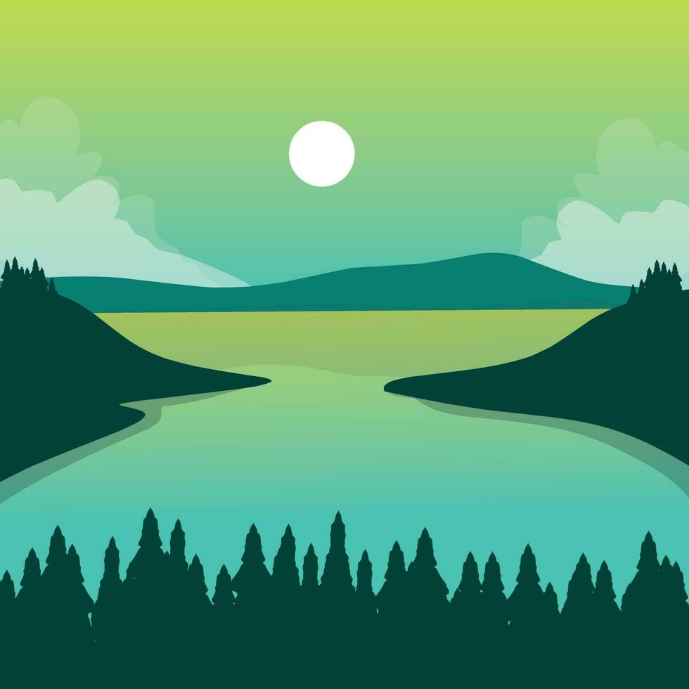 illustration design of sea and mountain views vector