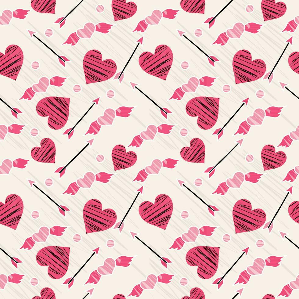 Scribble Style Love Theme Pattern Background. vector