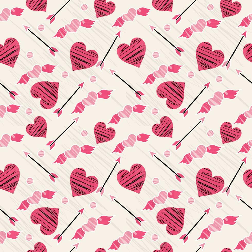 Scribble Style Love Theme Pattern Background. vector