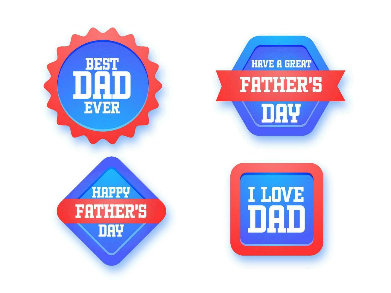 Happy Father's Day Message Label Or Badge, Sticky In Blue And Red Color. vector