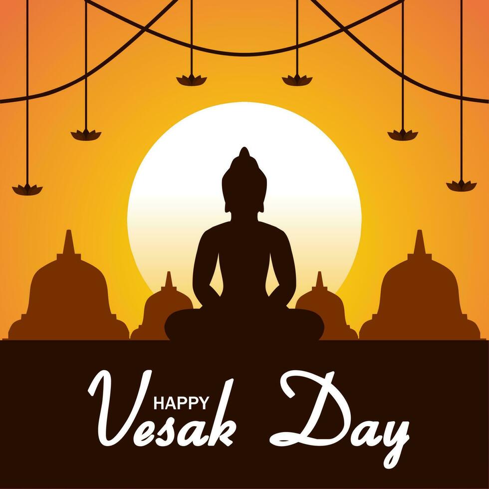 Happy Vesak Day template. Vector illustration. Suitable for Poster, Banners, background and greeting card.