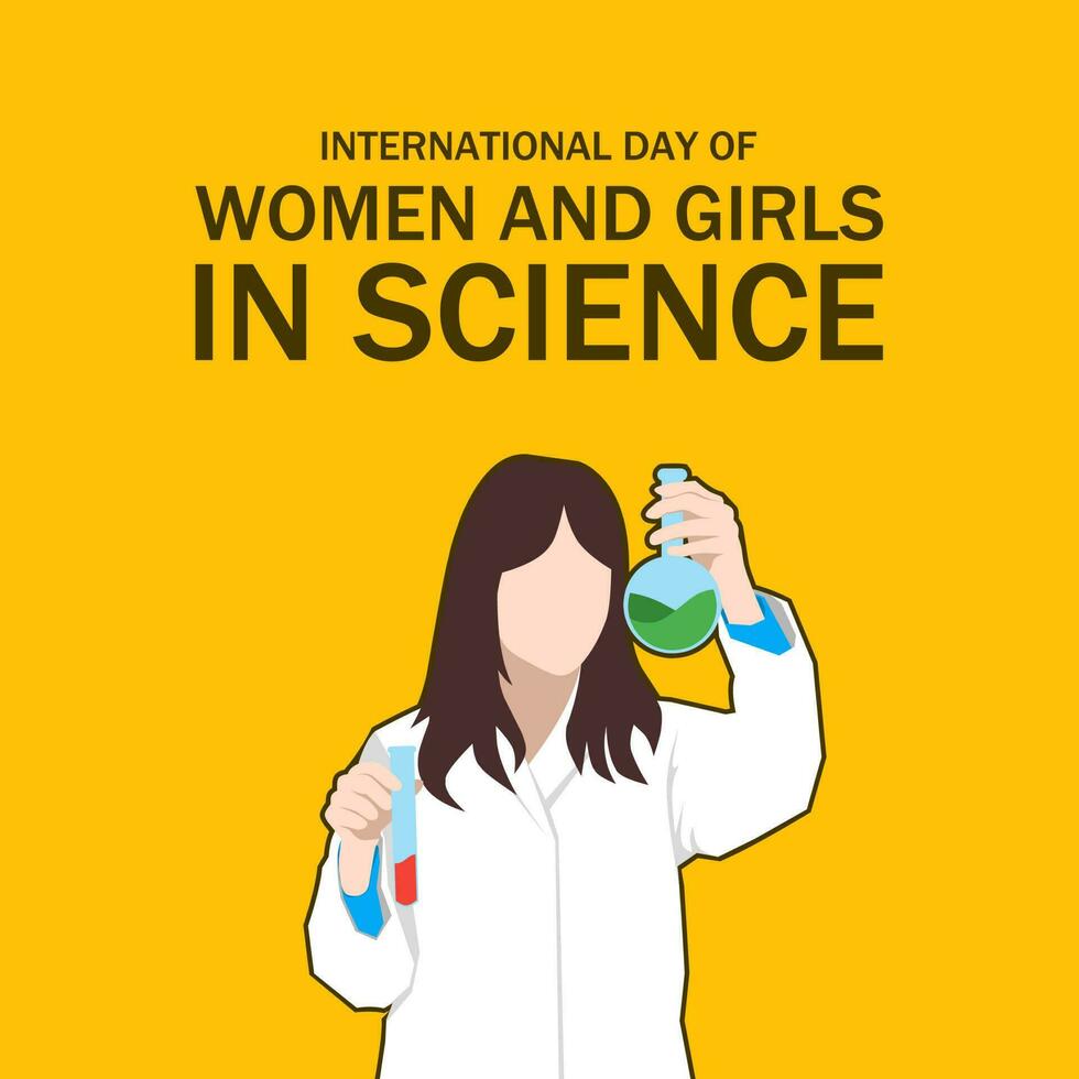 internacional día de mujer y muchachas en Ciencias tema modelo. vector ilustración