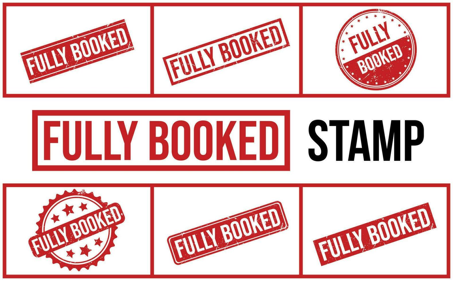 Fully Booked Rubber Stamp Set Vector
