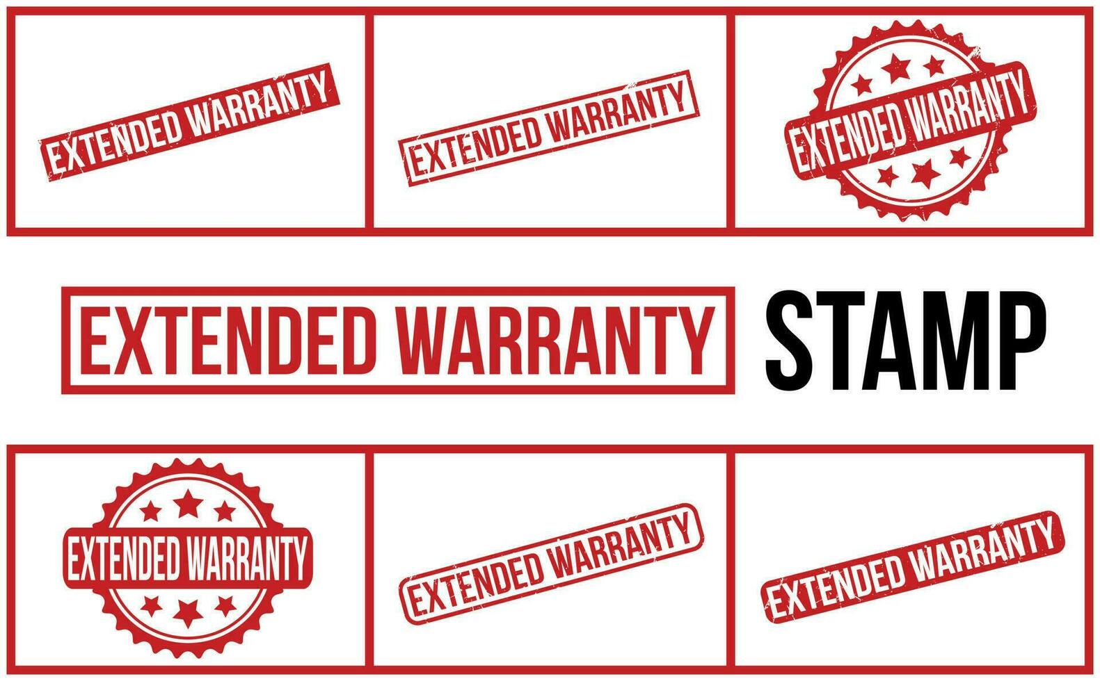 Extended Warranty rubber grunge stamp set vector