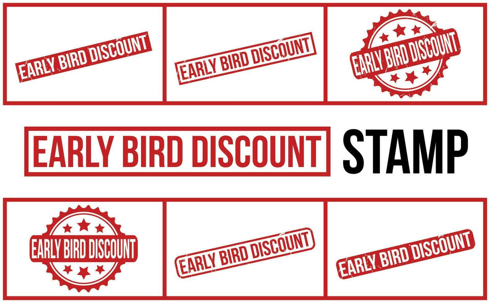 Early Bird Discount Rubber Stamp Set Vector