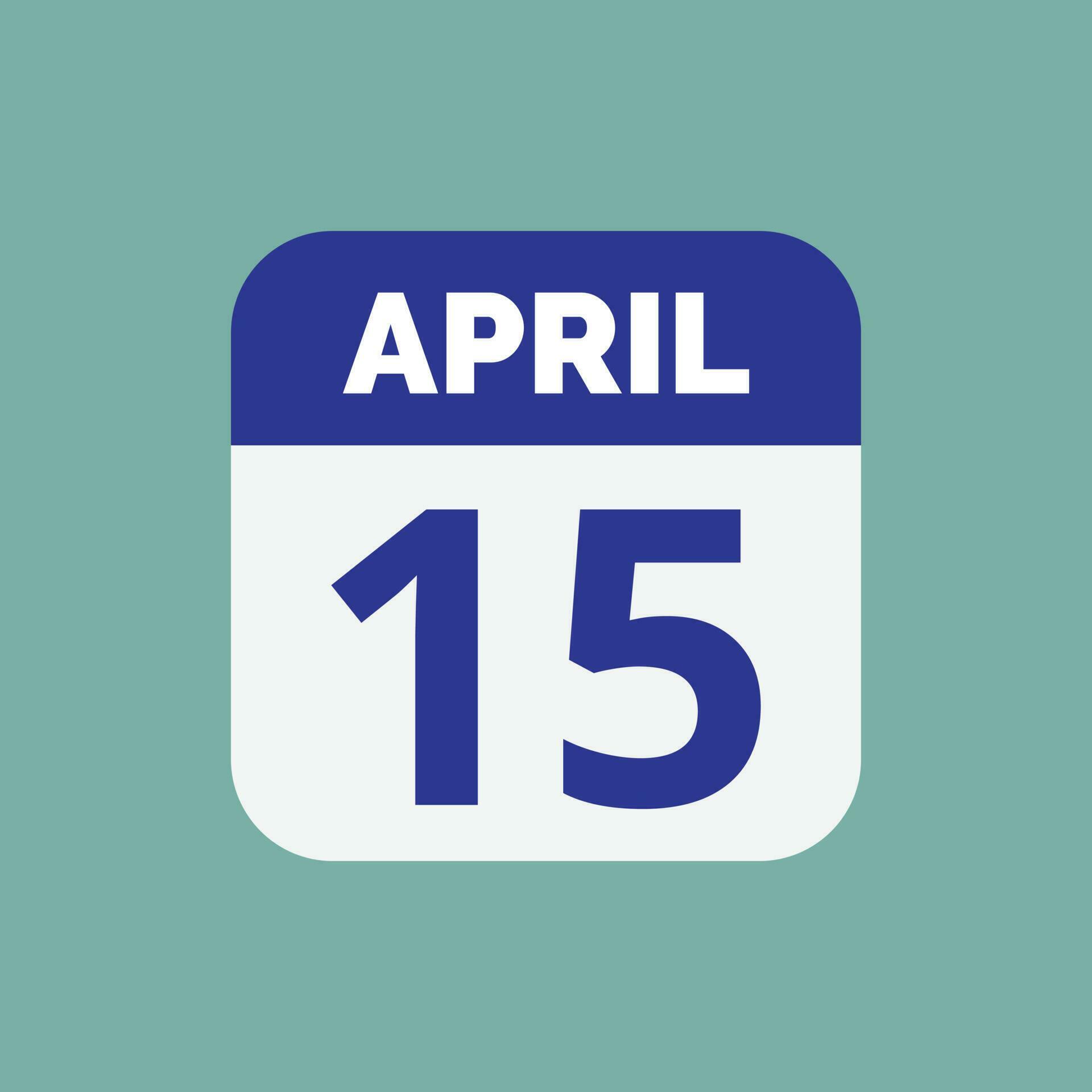 April 15 Calendar Date 23393281 Vector Art at Vecteezy
