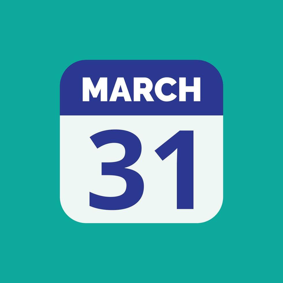 March 31 Calendar Date vector