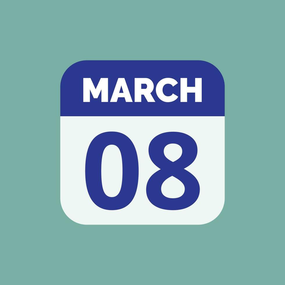March 8 Calendar Date 23393296 Vector Art at Vecteezy