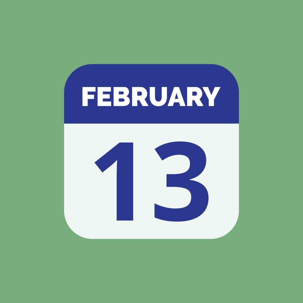 February 13 Calendar Date Icon vector