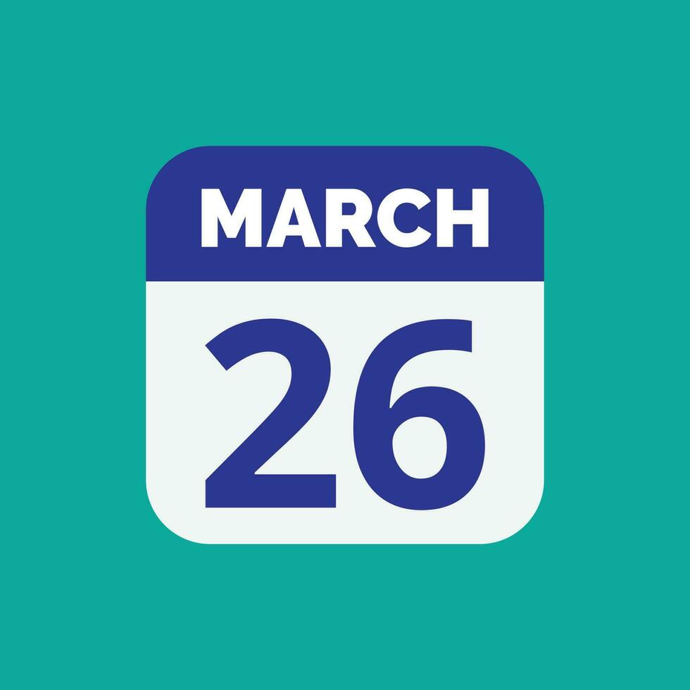 March 26 Calendar Date 23393305 Vector Art at Vecteezy