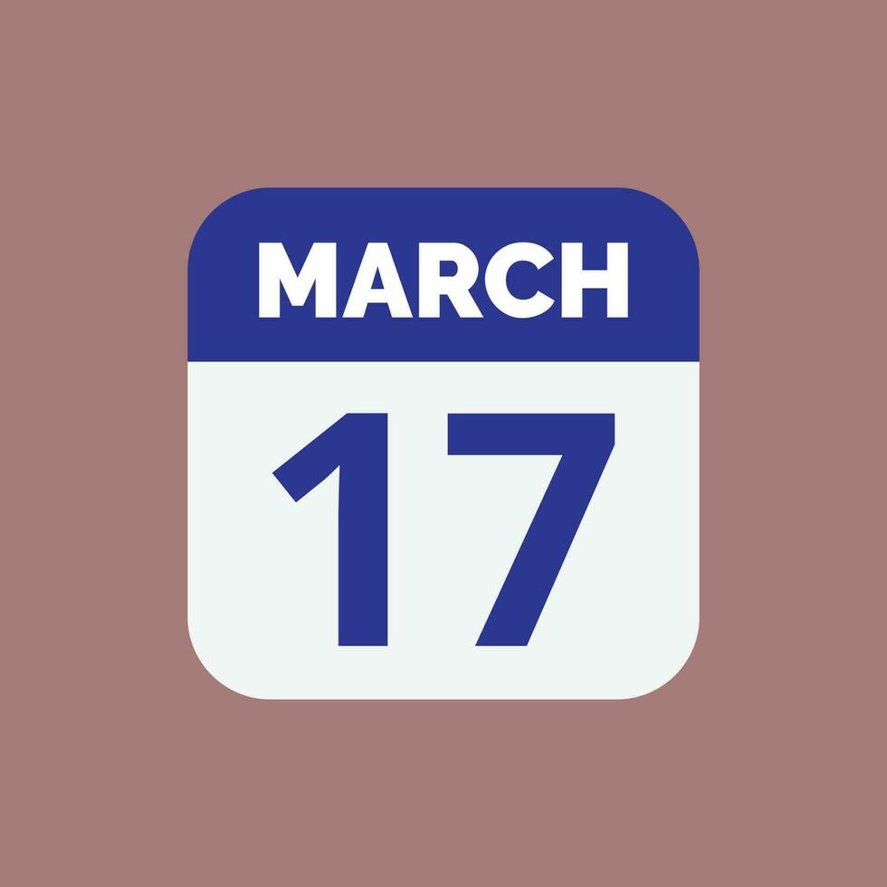 March 17 Calendar Date vector