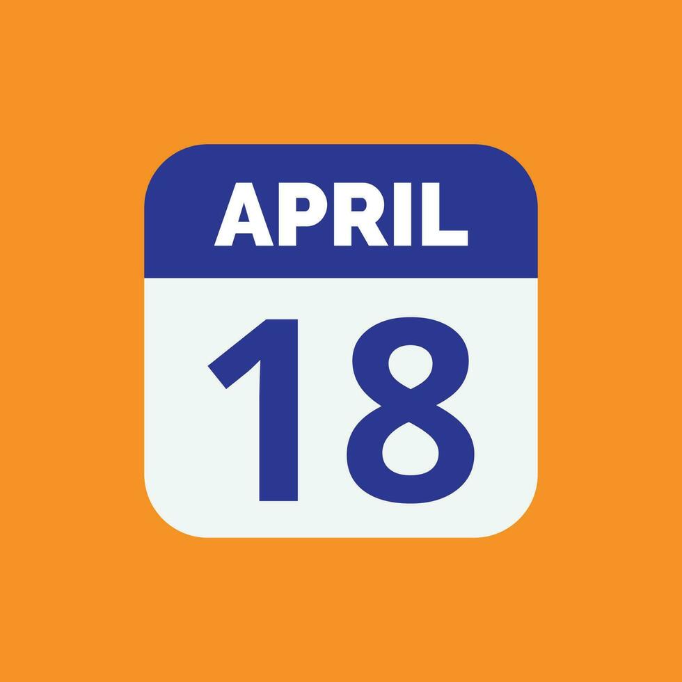 April 18 Calendar Date vector